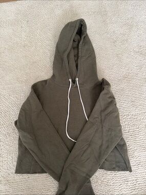 Olive Green Women's Pullover cropped Hoodie Sweater